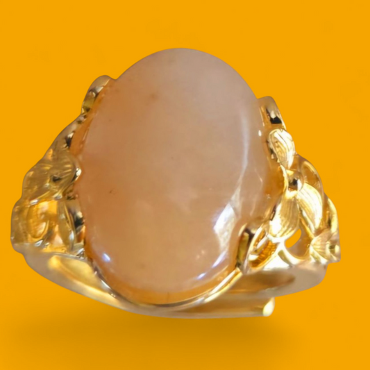 Rose Quartz Adjustable Gold Plated Ring